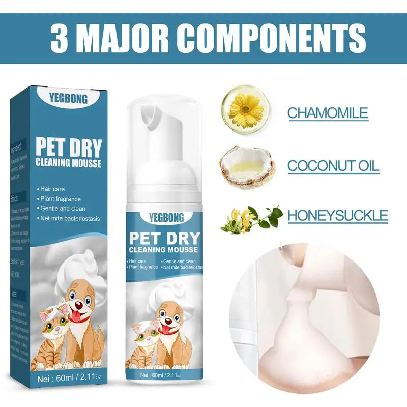 Pet Dry Shampoo No Rinse Dogs Cats Odor Removal For A Fresh Smelling