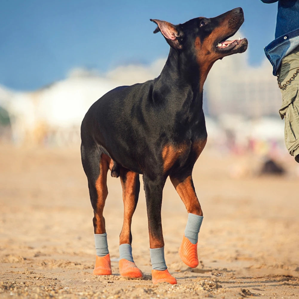 4pcs/Set Dog Boots Waterproof Rain Winter Antislip