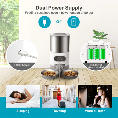 Smart APP Pet  Automatic Dispenser Stainless Steel Bowls