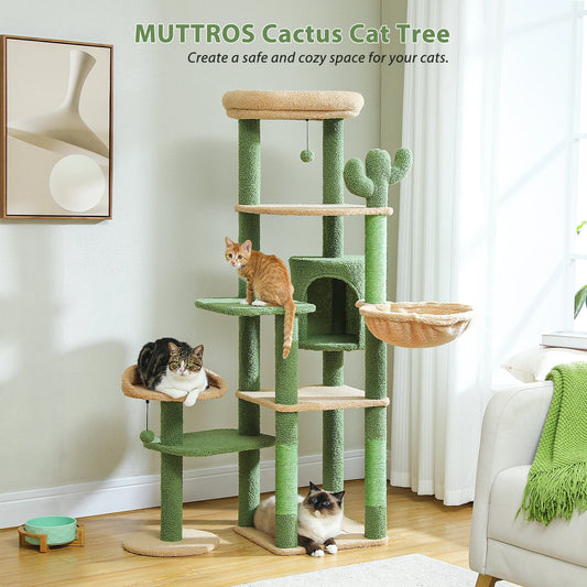 Multi-Level Cactus Cat Tree with Condo Hammock