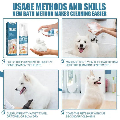 Pet Dry Shampoo No Rinse Dogs Cats Odor Removal For A Fresh Smelling