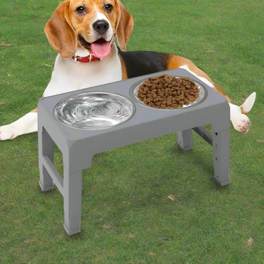 Elevated Stainless Steel Pet Feeding Bowls Height Adjustable